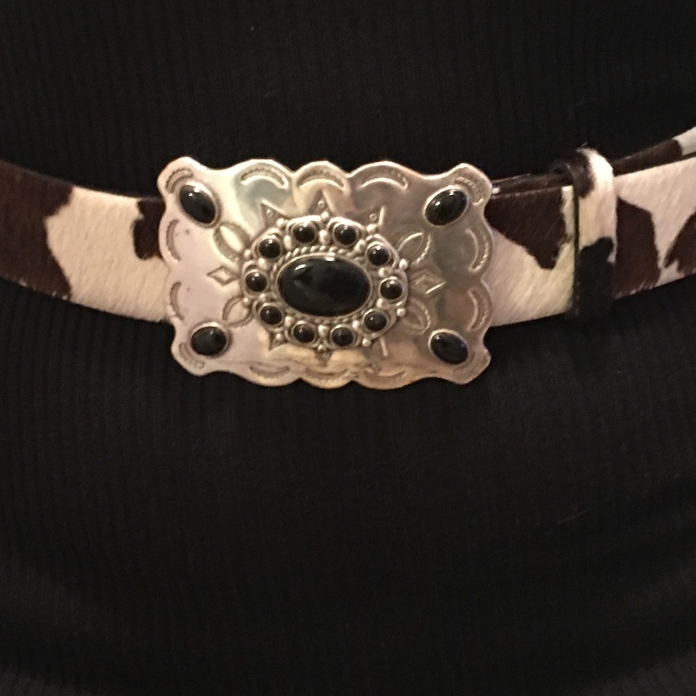 Cowhide Belt with Silver Buckle